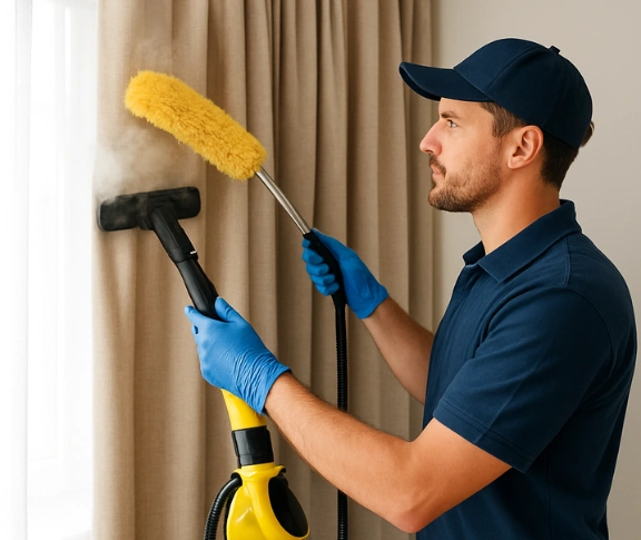 Trusted drapes cleaning technician Matty Curtain Cleaning buccan QLD